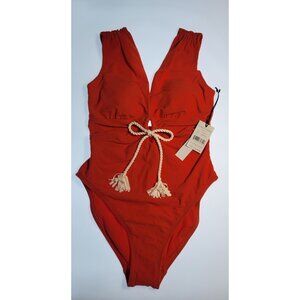 Robin Piccone Soliel One Piece Swimsuit Marmalade Textured Sz 8